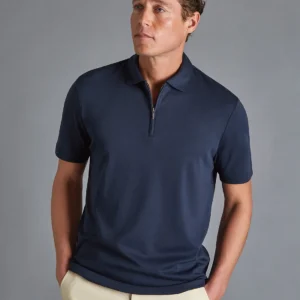 Men's short sleeve zip polo shirt
